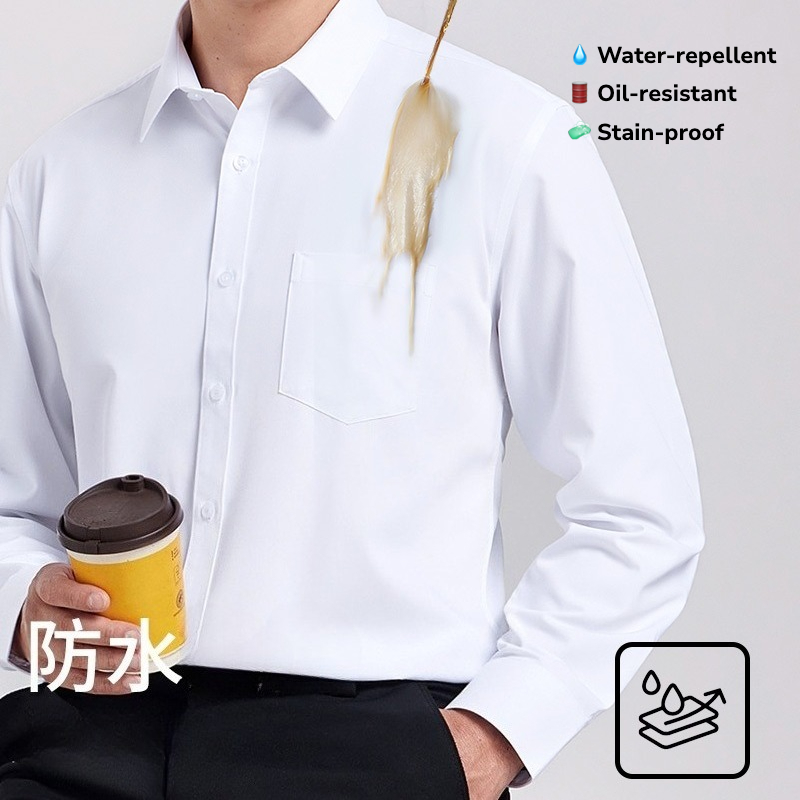 Office Tech Wear - Wasserdichtes, ölbeständiges Langarmhemd für Herren –
