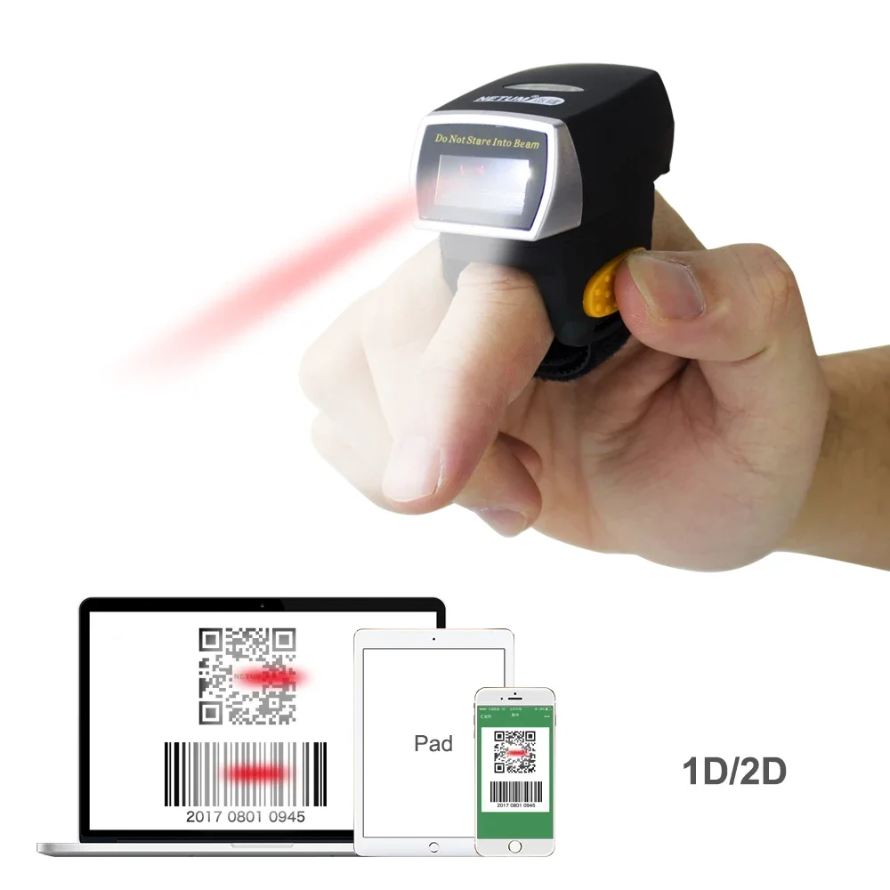 Barcode Scanner 2D - NEUER Netum Mini Fingerring-Barcode-Scanner CCD 1D