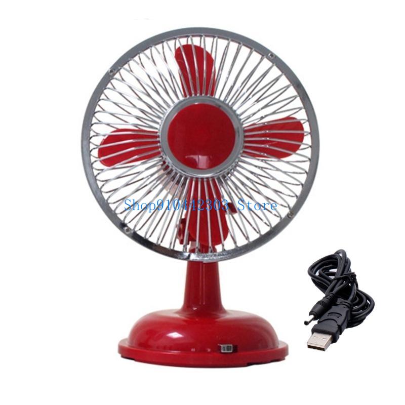 Office Xp - Oszillierender kleiner Schreibtischventilator im Retro-Stil, 2-Gang-USB-/AA-Batteriebetrieb,