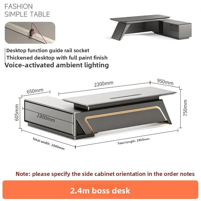 Office Tech Chair - b18- Lackierter Chefschreibtisch, Technik-inspirierter großer Schreibtisch,